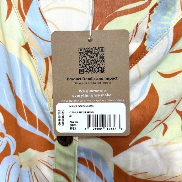 Patagonia Short Sleeved Pataloha Dress NWT Women's Sz XS Floral Hawaiian Mini - Picture 5 of 9